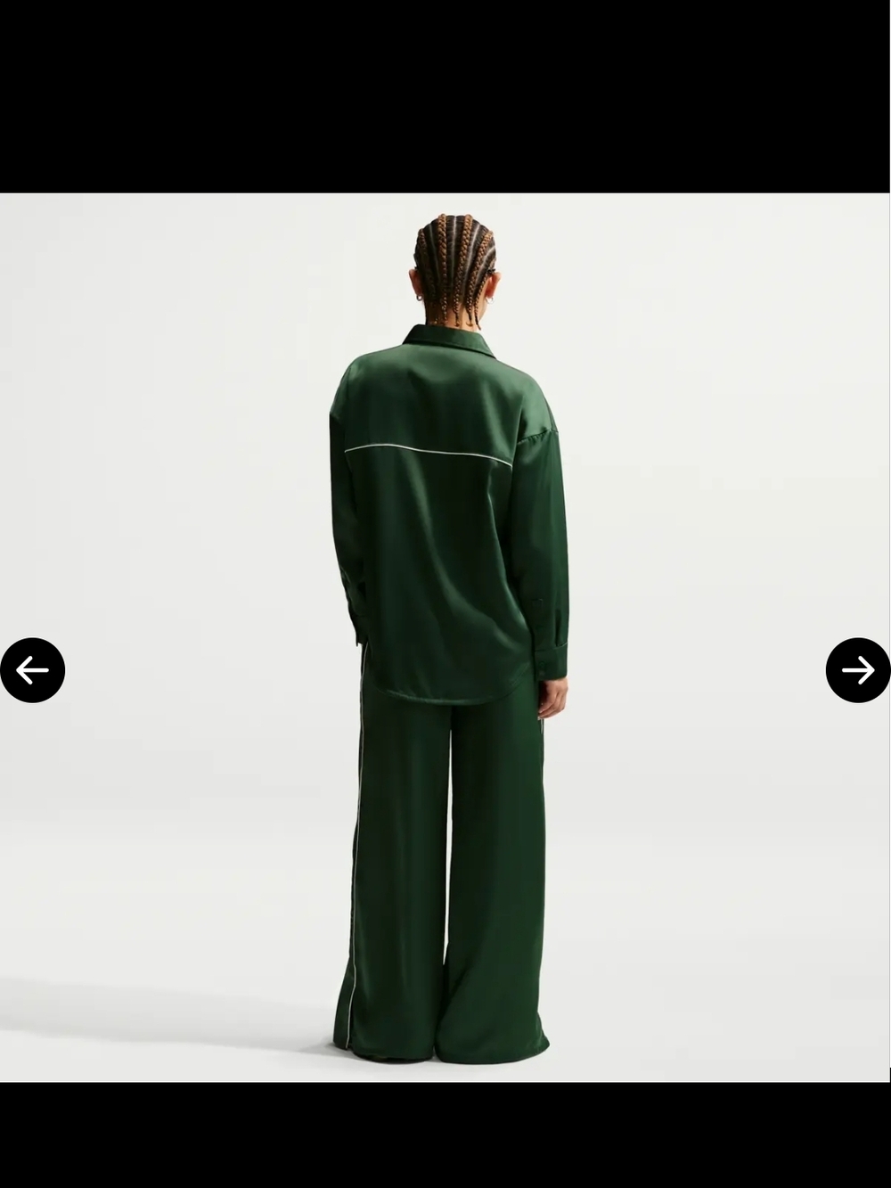 Nike Wide-Leg Satin Trousers in Deep Green